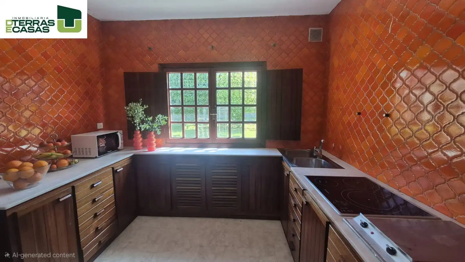 Küche von Haus oder Chalet zur Miete in Sanxenxo mit Klimaanlage, Privatgarten und Parkett