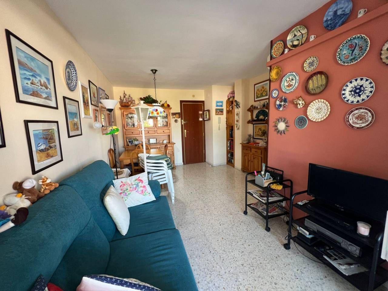 Living room of Flat for sale in Cubelles  with Air Conditioner, Terrace and Furnished
