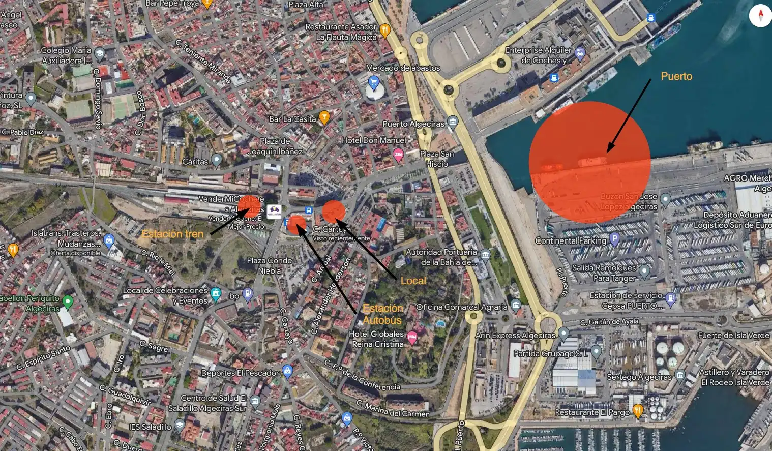 Vista exterior de Local en venta en Algeciras