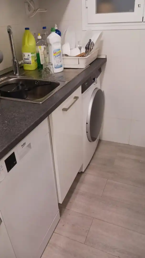 Cuina de Apartament de lloguer en Madrid amb Moblat, Forn i Rentadora