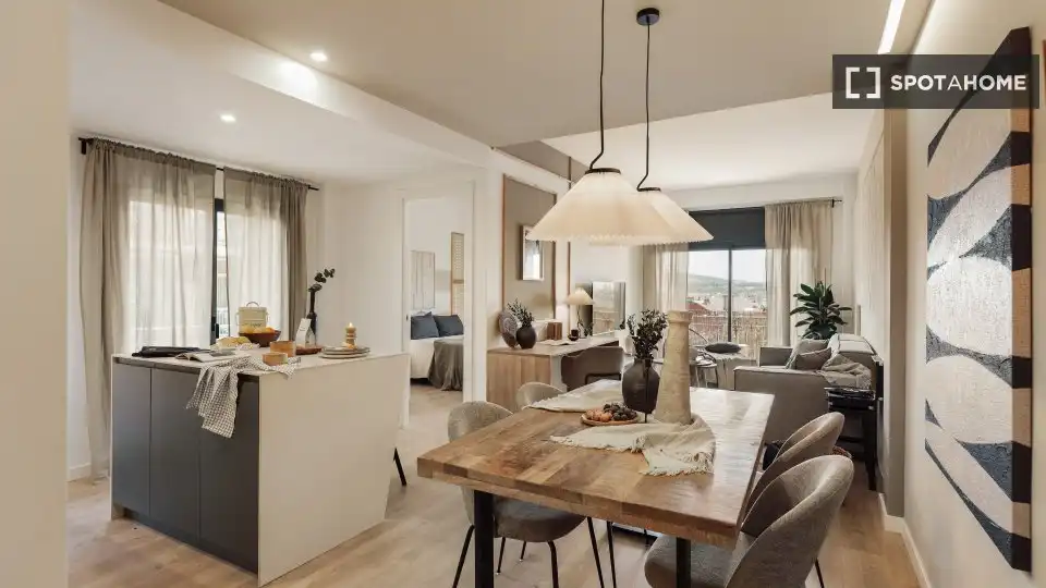 Dining room of Flat for rent in Barcelona  with Air Conditioner, Heating and Furnished