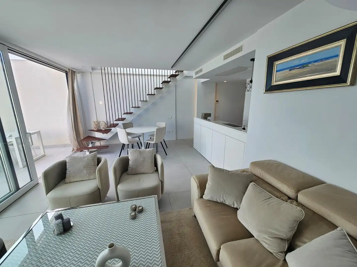 Sala de estar de Ático de alquiler en Jávea / Xàbia con Aire acondicionado, Calefacción y Jardín privado