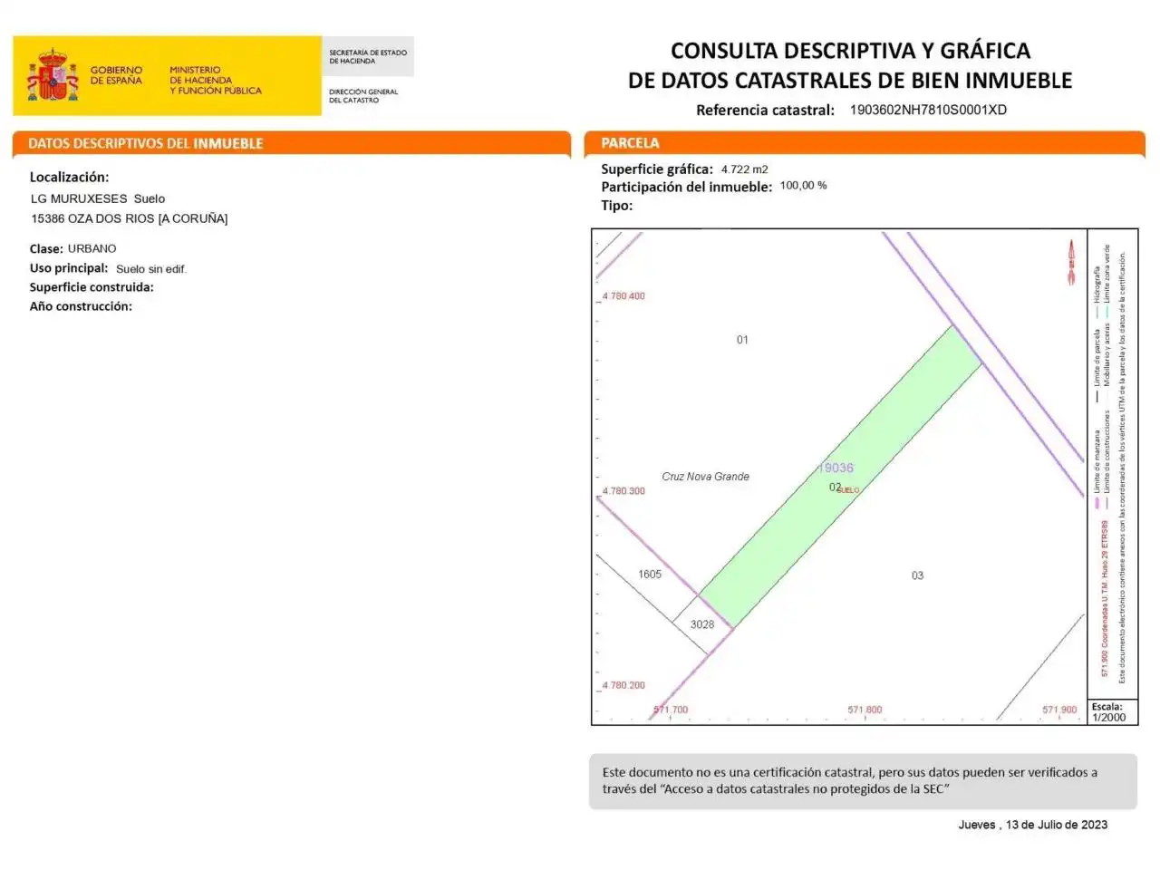 Terreno en venta en Oza dos Ríos