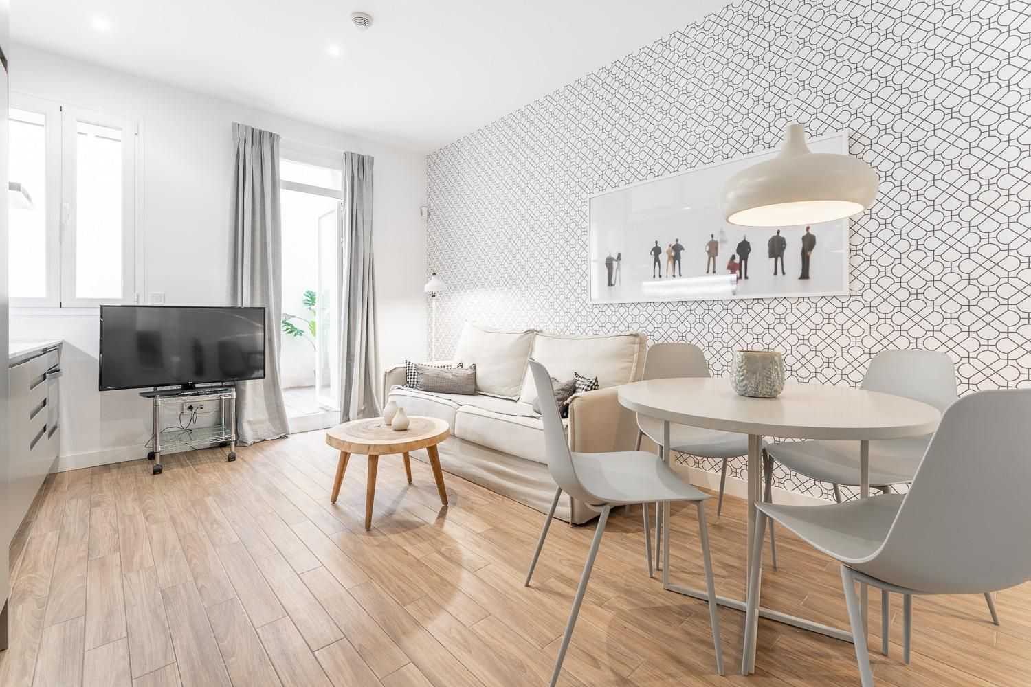 Living room of Apartment to rent in  Madrid Capital  with Air Conditioner, Heating and Terrace