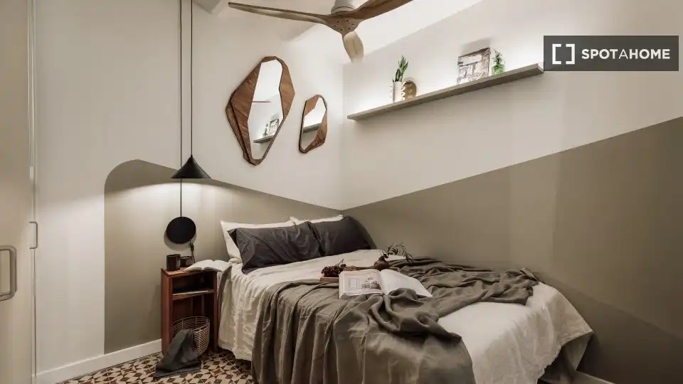 Schlafzimmer von Wohnung zur Miete in Barcelona mit Klimaanlage, Heizung und Möbliert