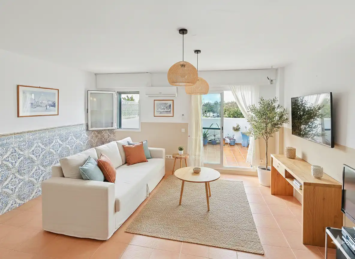 Sala de estar de Piso en venta en Mojácar con Aire acondicionado, Calefacción y Terraza