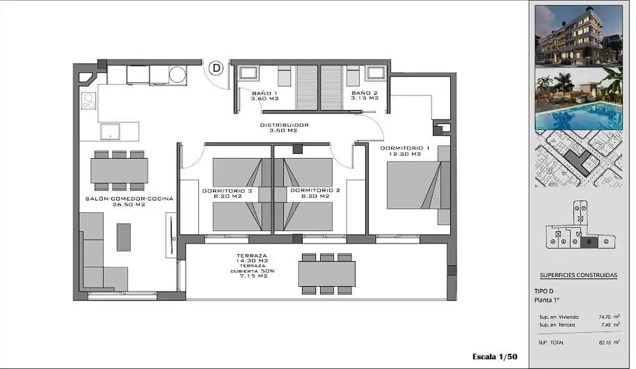 Apartament amb terrassa en venda a Santa Pola ciudad, imagen 15