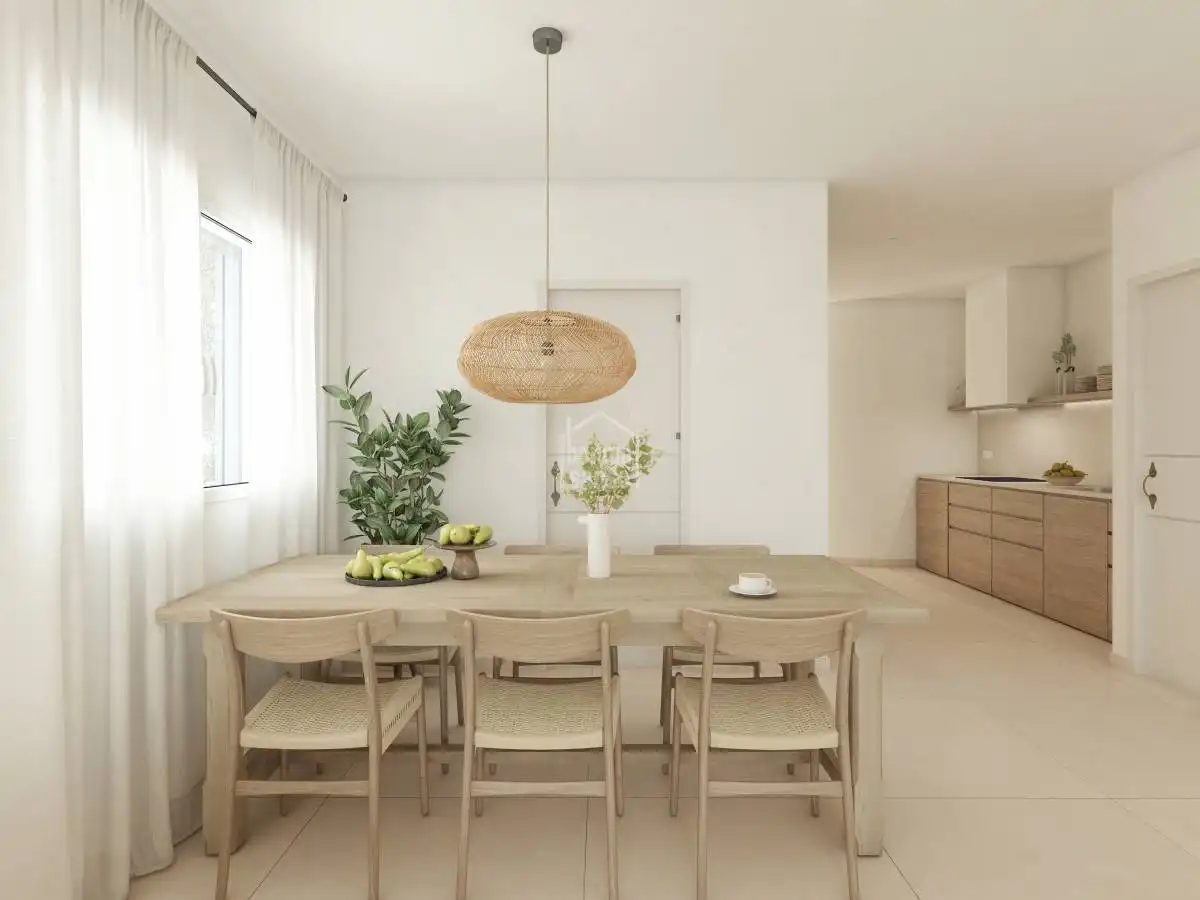 Menjador de Apartament en venda en Es Mercadal amb Jardí privat, Terrassa i Piscina