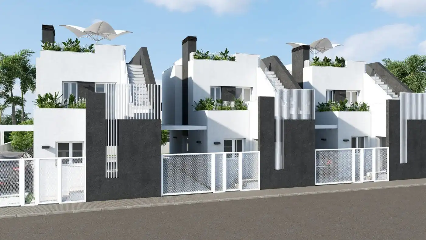 Vista exterior de Casa o chalet en venta en Pilar de la Horadada con Jardín privado, Terraza y Piscina