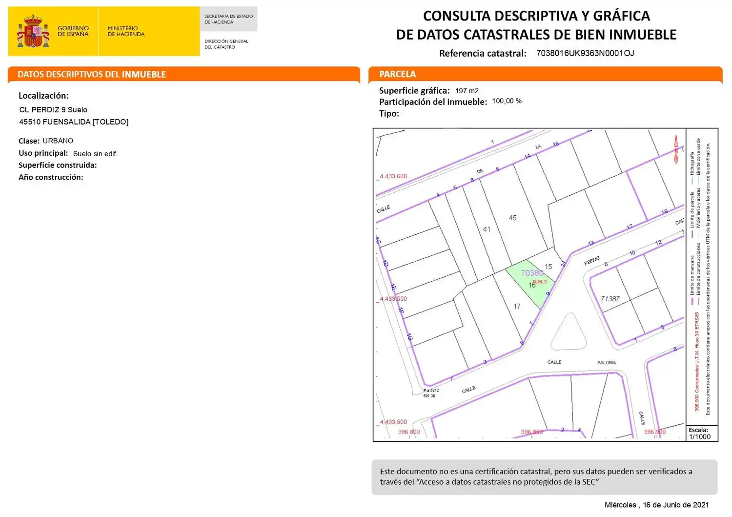 Residencial en venta en Fuensalida