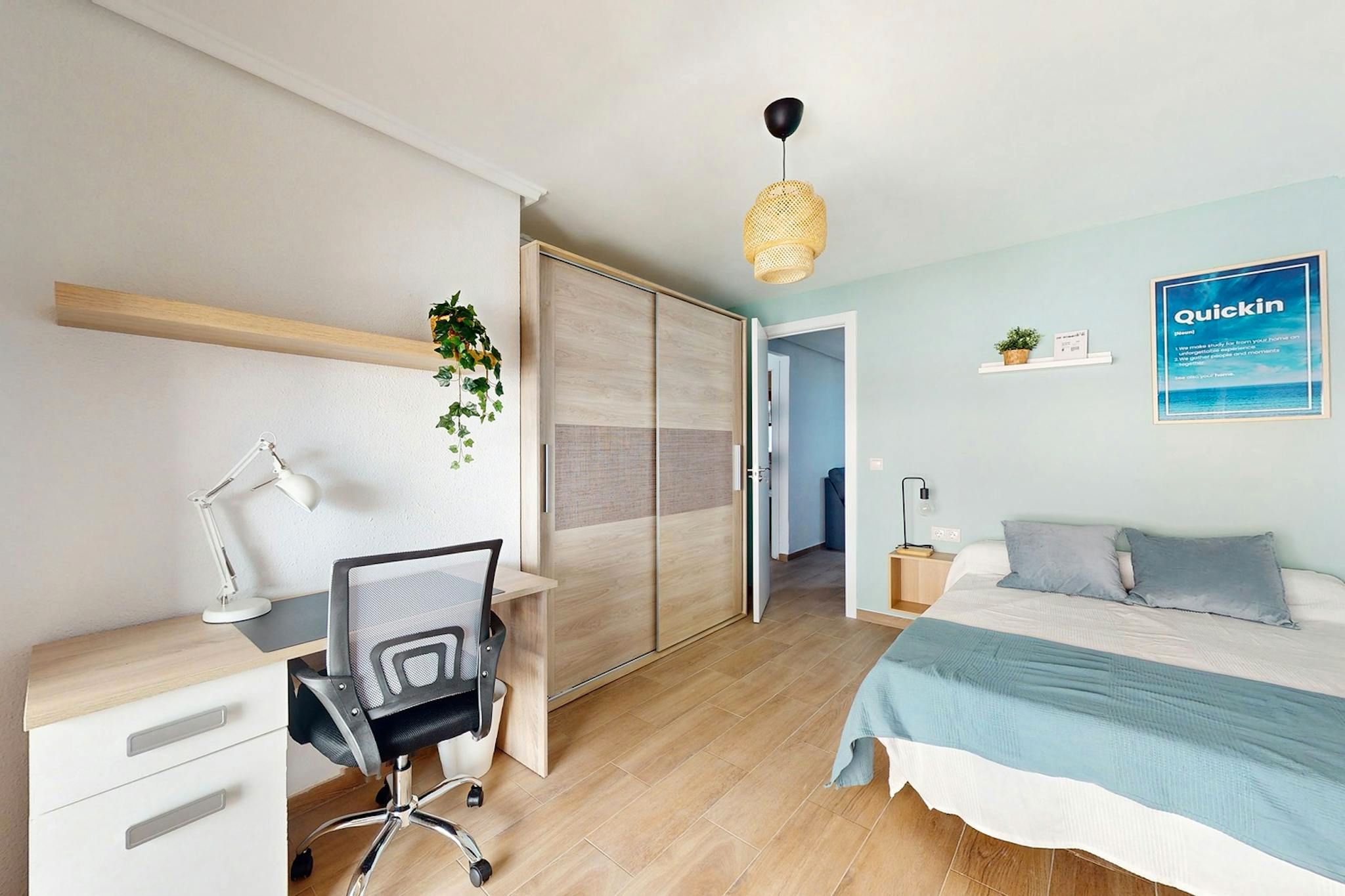 Bedroom of Flat to share in  Valencia Capital  with Furnished, Washing machine and TV