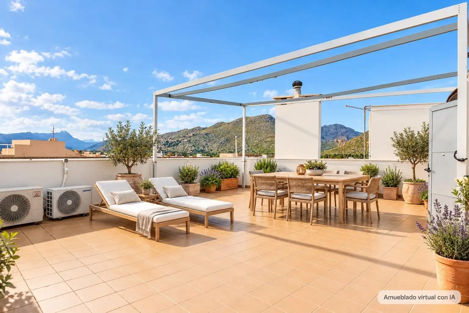 Terrasse von Dachboden zum Verkauf in Pollença mit Klimaanlage, Heizung und Parkett