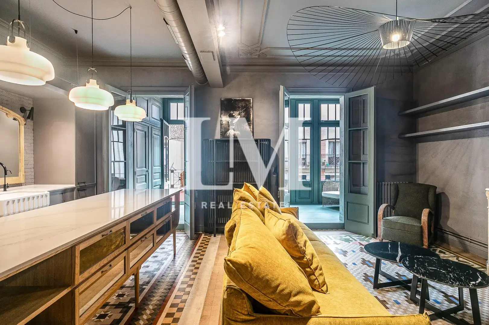 Sala de estar de Apartamento de alquiler en Barcelona con Aire acondicionado, Calefacción y Terraza