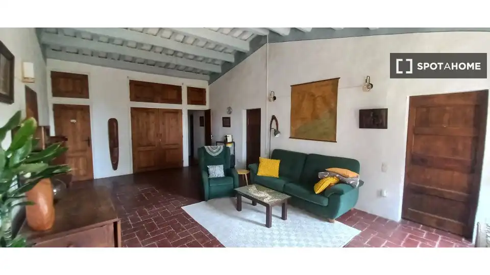 Living room of Flat for share in Teià  with Air Conditioner, Heating and Furnished