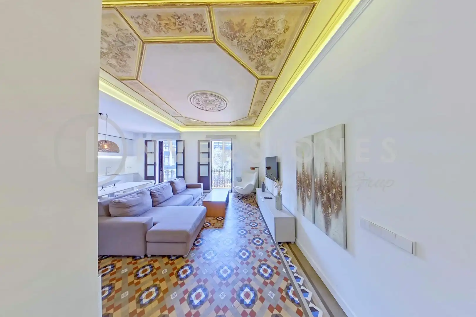 Sala de estar de Apartamento de alquiler en Barcelona con Aire acondicionado, Calefacción y Terraza