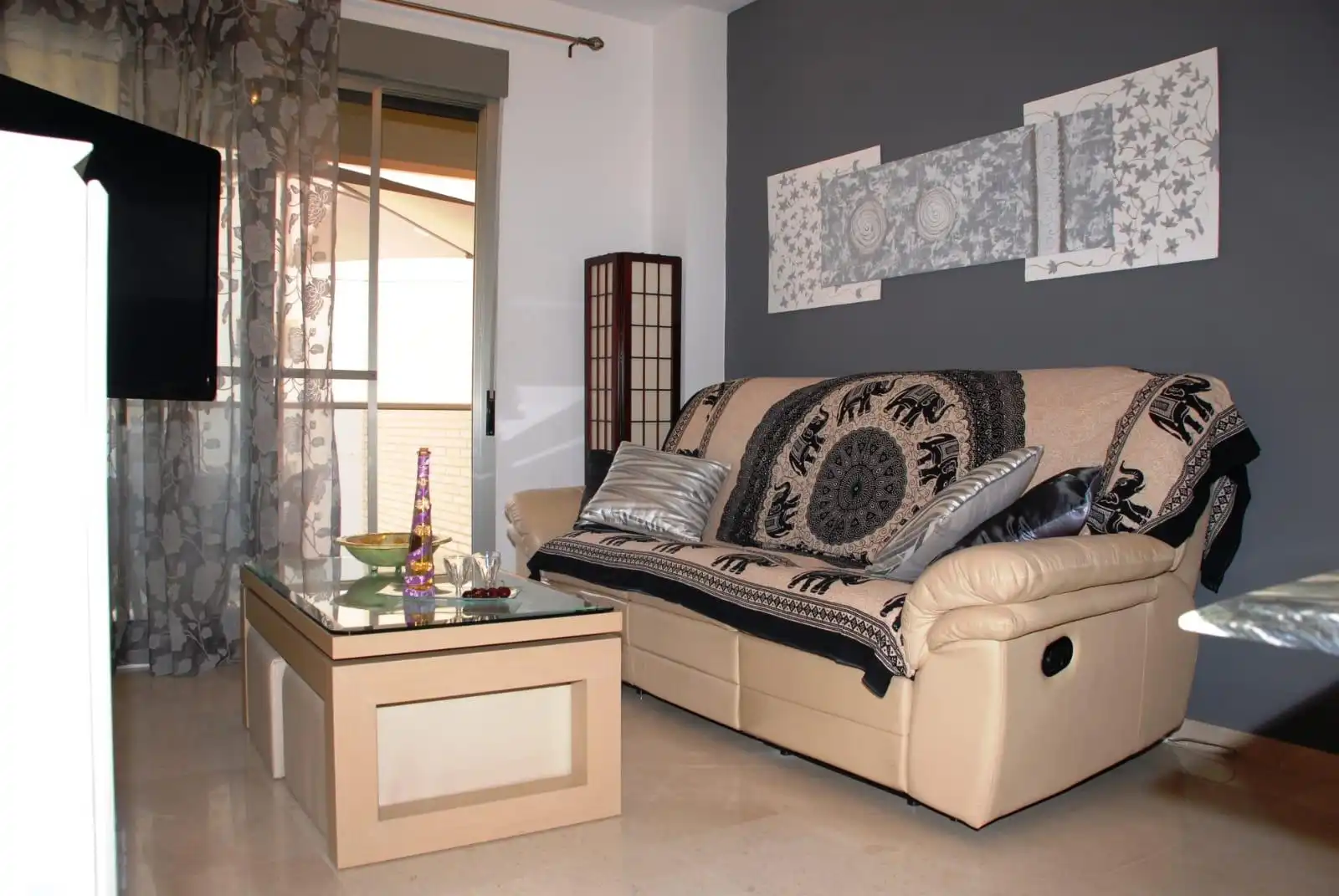 Living room of Flat for rent in El Campello  with Air Conditioner, Furnished and Community pool