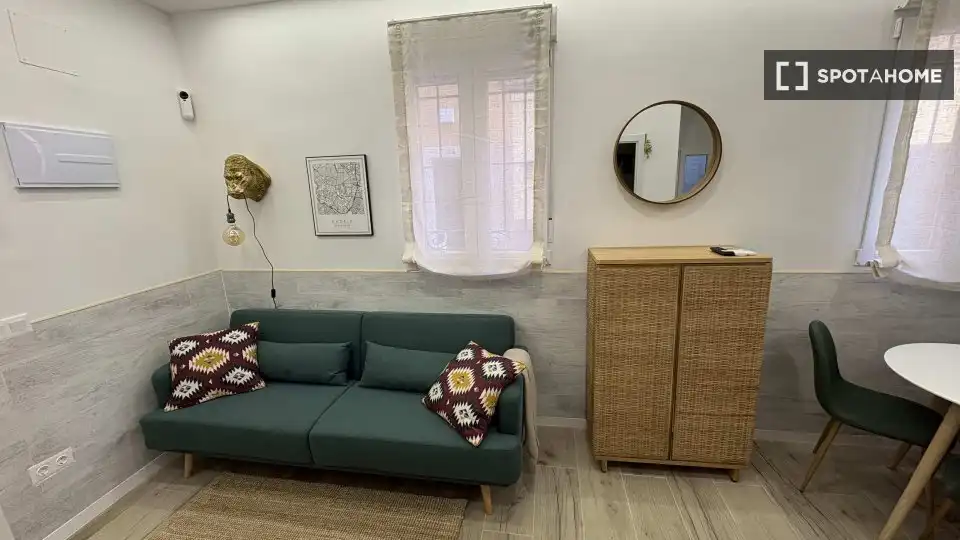Wohnzimmer von Wohnungen zur untervermieten in Madrid mit Klimaanlage, Heizung und Terrasse