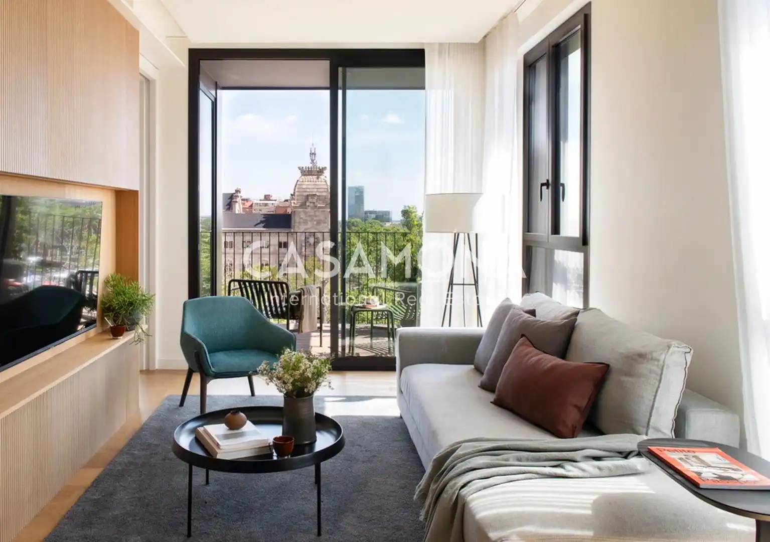 Sala de estar de Apartamento de alquiler en Barcelona con Aire acondicionado, Terraza y Internet