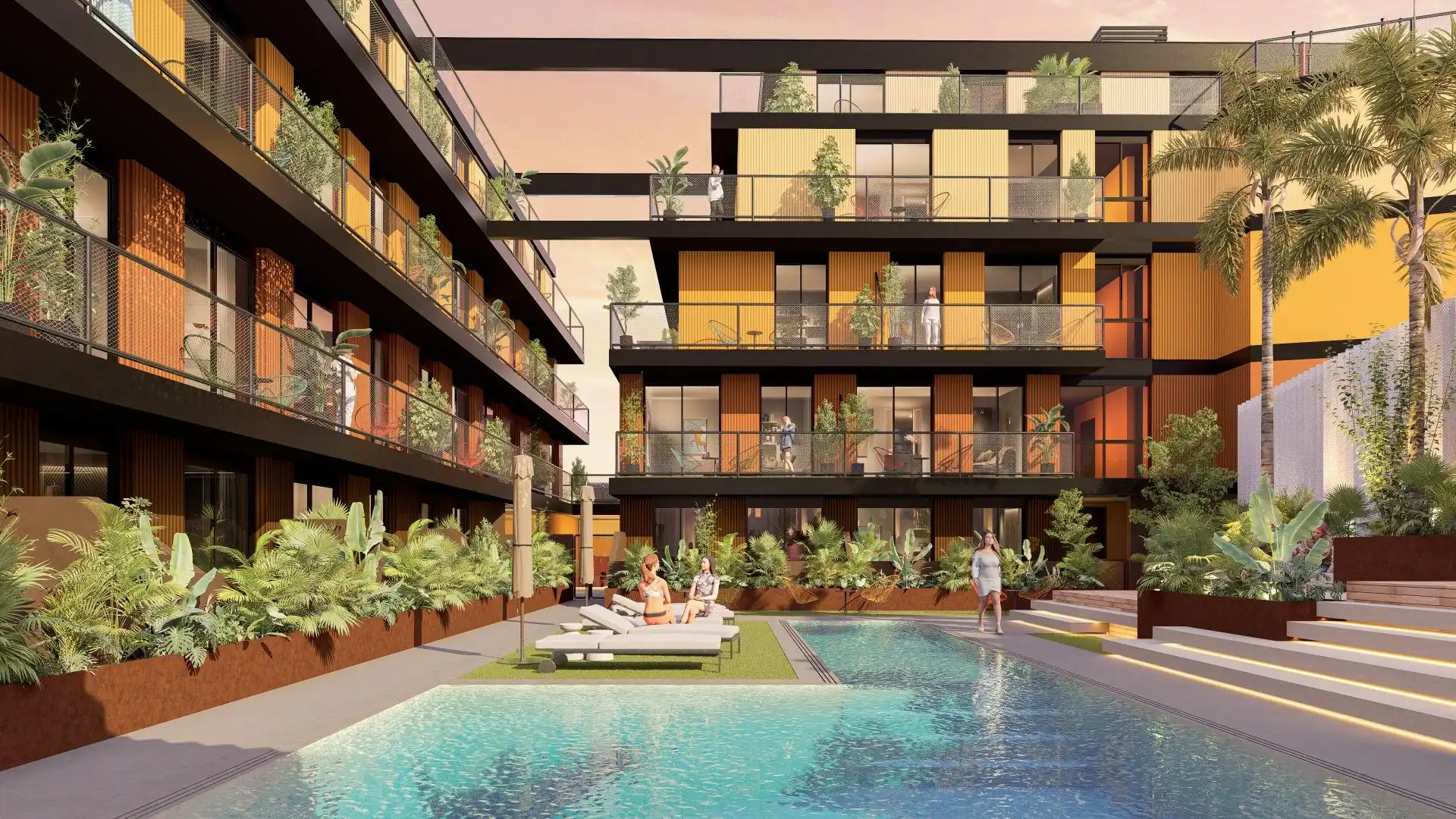 Schwimmbecken von Wohnung zum Verkauf in Murcia mit Klimaanlage, Privatgarten und Terrasse