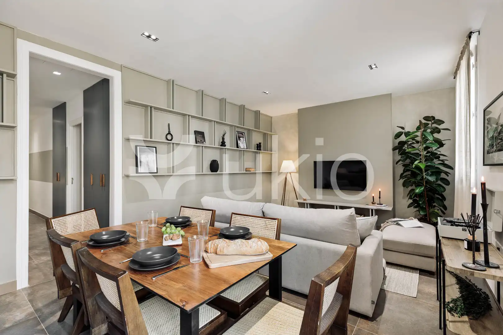 Sala de estar de Apartamento de alquiler en Barcelona con Aire acondicionado, Calefacción y Amueblado