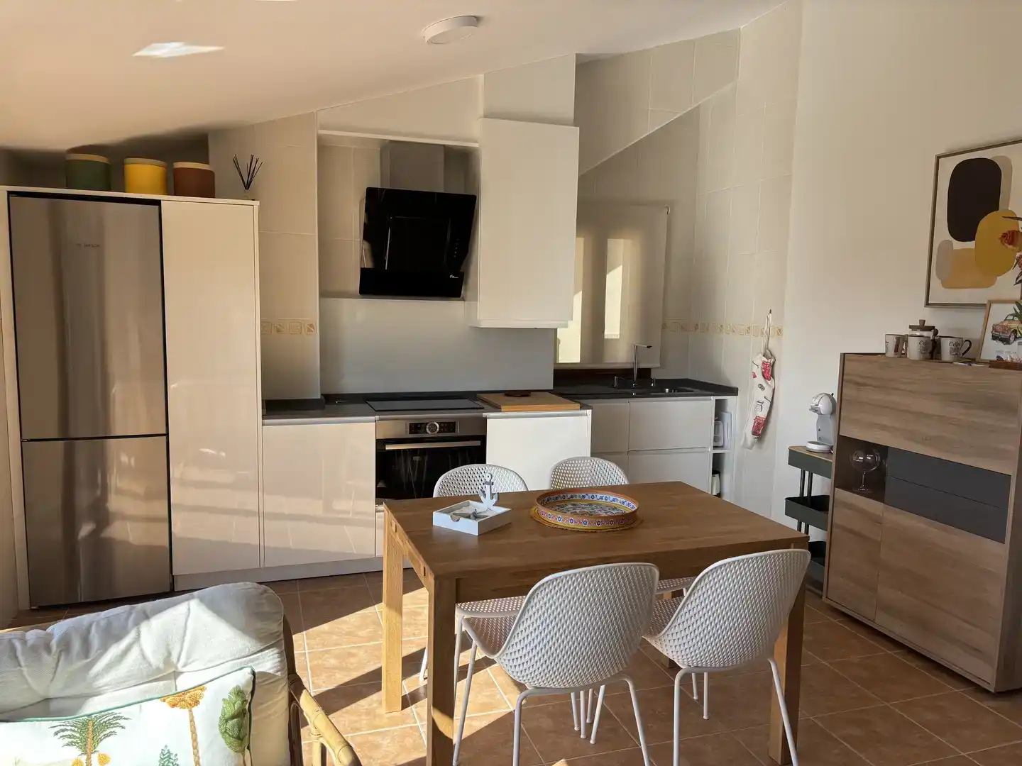 Cocina de Piso de alquiler en Ribeira con Jardín privado, Amueblado y Balcón