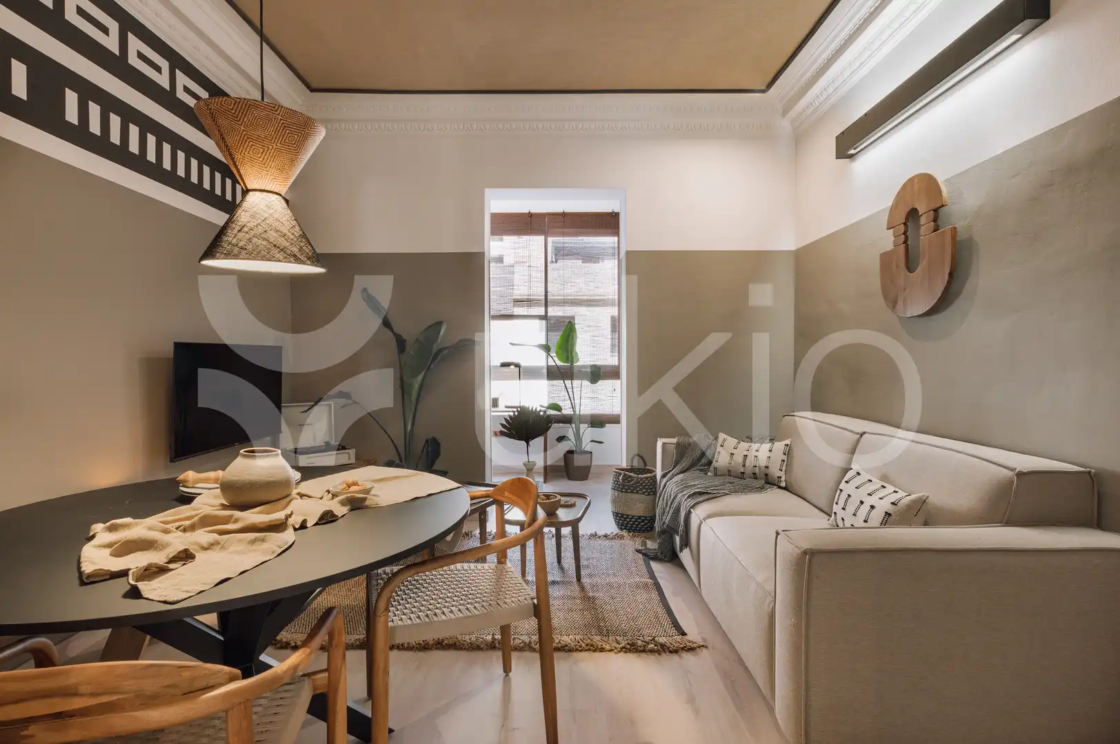 Sala de estar de Apartamento de alquiler en Barcelona con Aire acondicionado, Calefacción y Amueblado