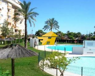 Exterior view of Flat to rent in Málaga Capital  with Air Conditioner, Private garden and Swimming Pool