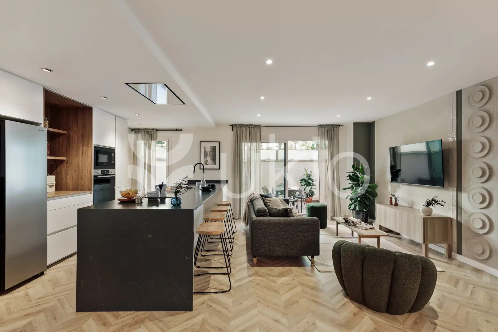 Wohnzimmer von Wohnungen zur Miete in Barcelona mit Klimaanlage, Heizung und Terrasse