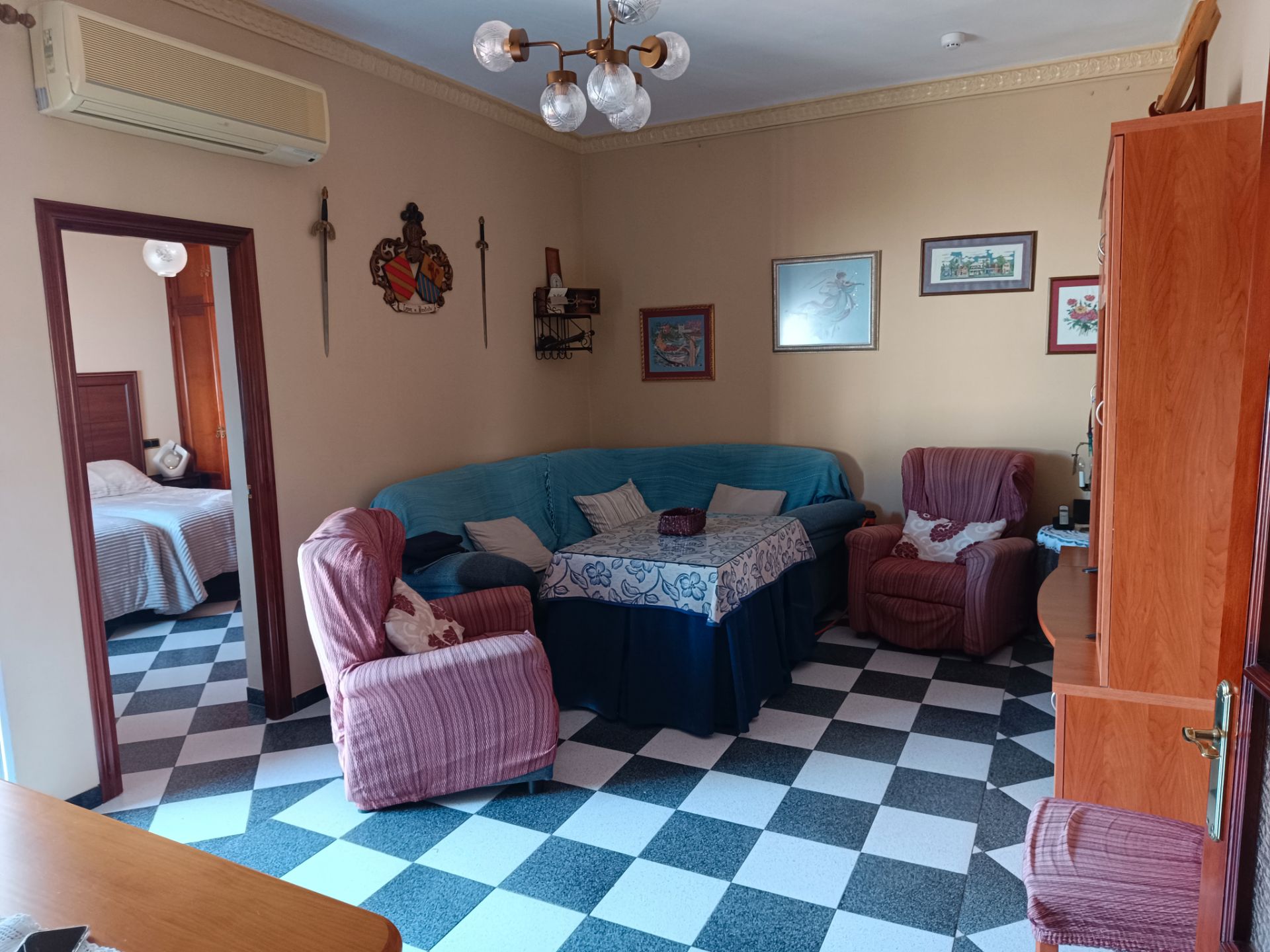 Living room of Flat for sale in Brenes  with Terrace, Storage room and Furnished