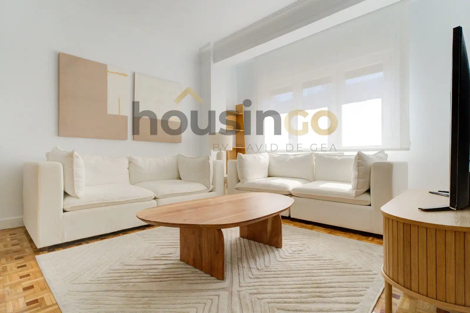 Living room of Flat for rent in Madrid  with Air Conditioner, Parquet flooring and Terrace