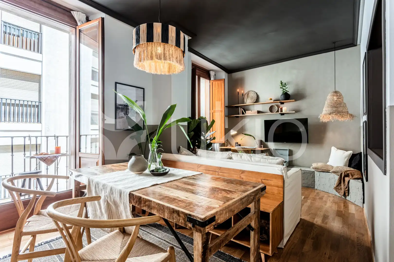 Sala de estar de Apartamento de alquiler en Madrid con Aire acondicionado, Calefacción y Amueblado