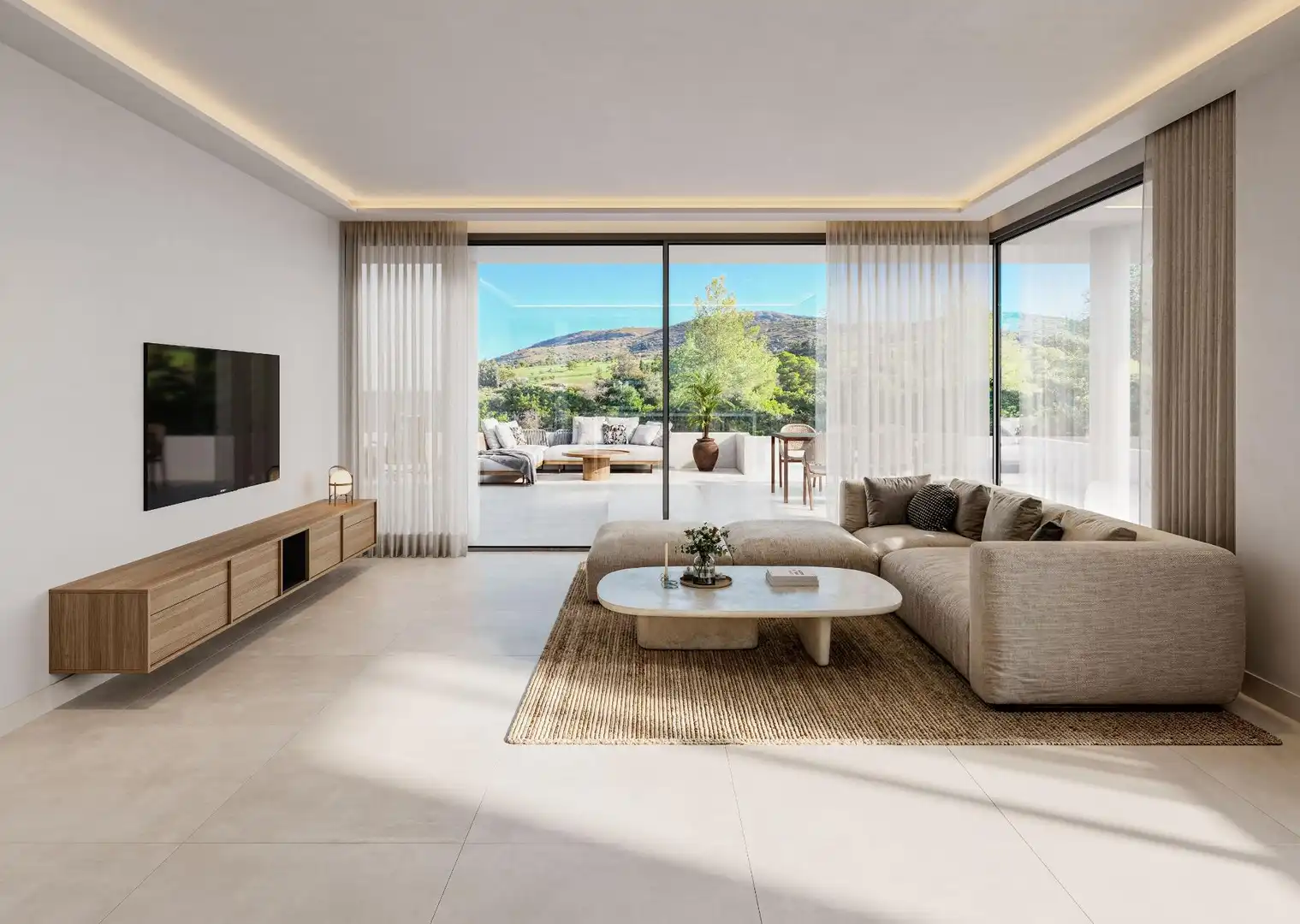Sala d'estar de Apartament en venda en Pedreguer amb Calefacció, Jardí privat i Terrassa