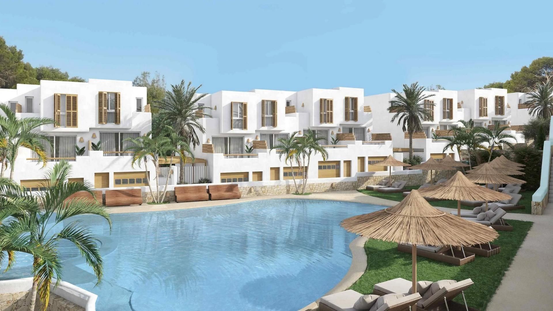 Piscina de Casa adosada en venda en El Ràfol d'Almúnia amb Aire condicionat, Jardí privat i Terrassa