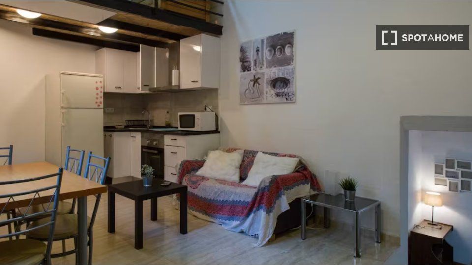 Sala d'estar de Pis de lloguer en  Barcelona Capital amb Aire condicionat, Calefacció i Moblat