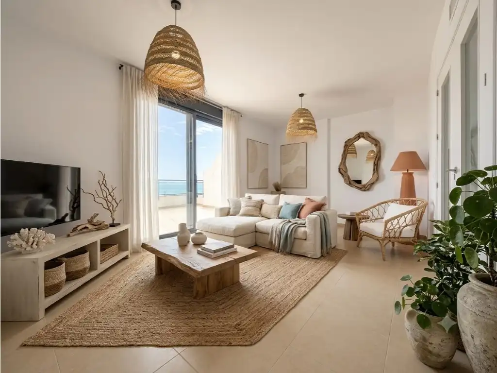 Sala d'estar de Àtic en venda en Garrucha amb Jardí privat, Terrassa i Piscina comunitària