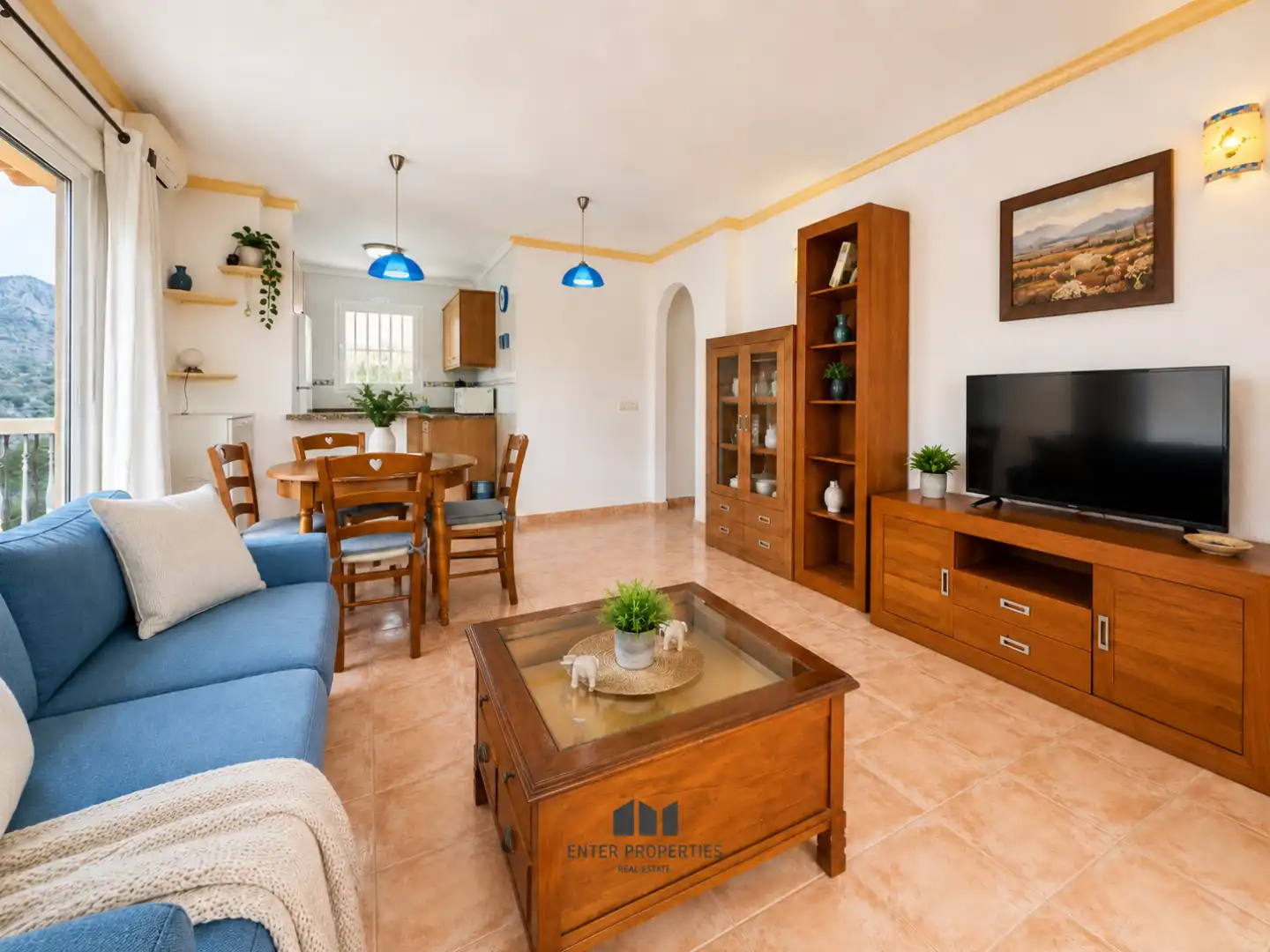 Wohnzimmer von Wohnung zum Verkauf in Benitachell / El Poble Nou de Benitatxell mit Klimaanlage, Heizung und Terrasse