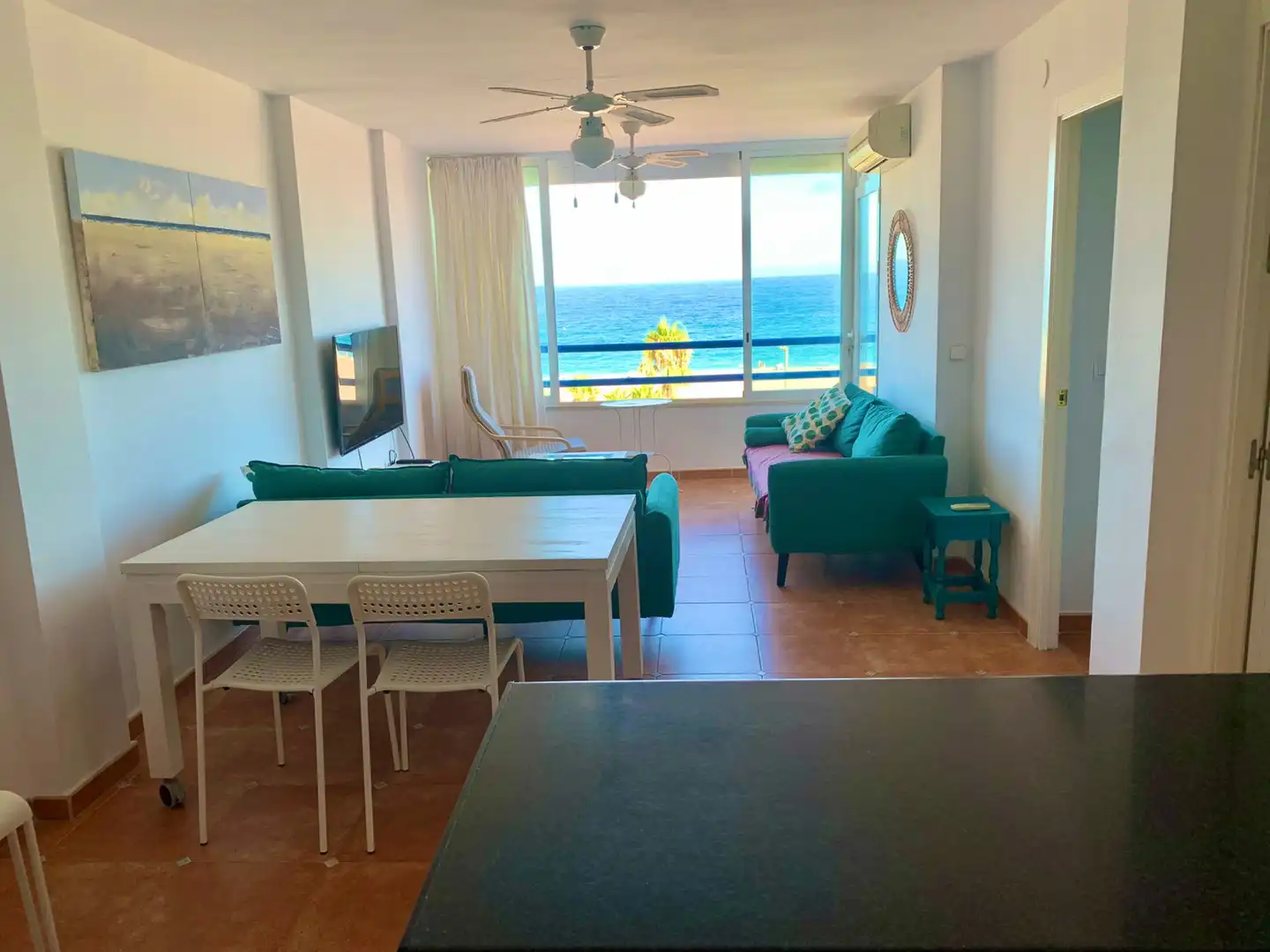 Sala d'estar de Apartament de lloguer en Mojácar amb Aire condicionat, Calefacció i Terrassa