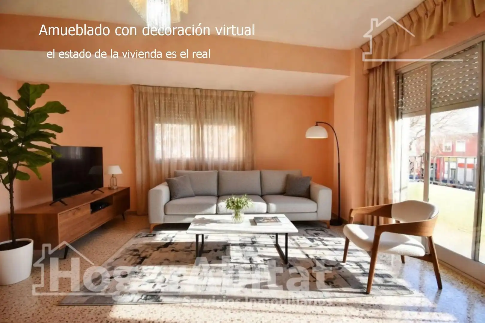 Sala de estar de Piso en venta en Oliva con Terraza, Amueblado y Balcón