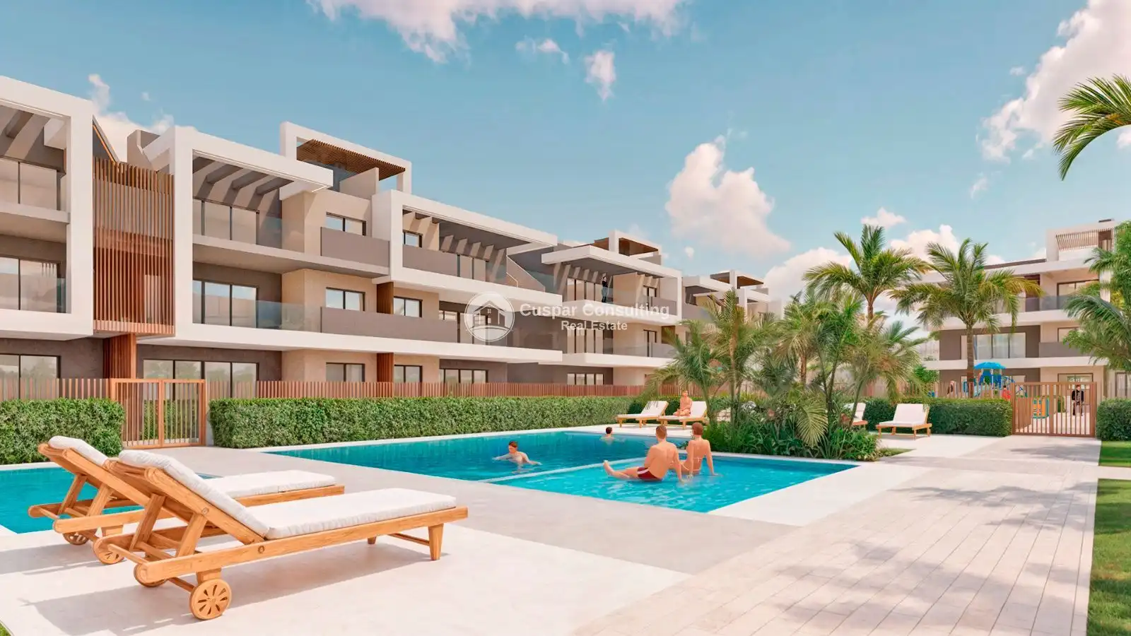 Swimming pool of Apartments for sale in Pilar de la Horadada  with Air Conditioner, Heating and Private garden
