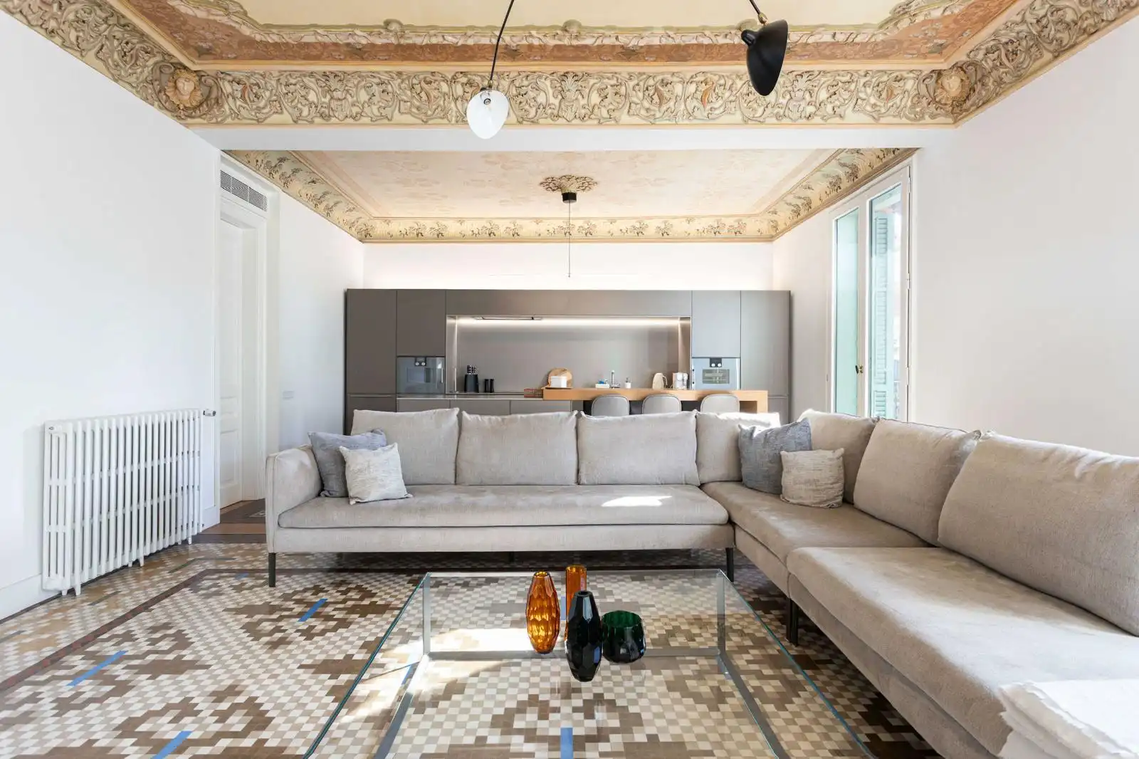 Wohnzimmer von Wohnung zur Miete in Barcelona mit Klimaanlage, Heizung und Terrasse