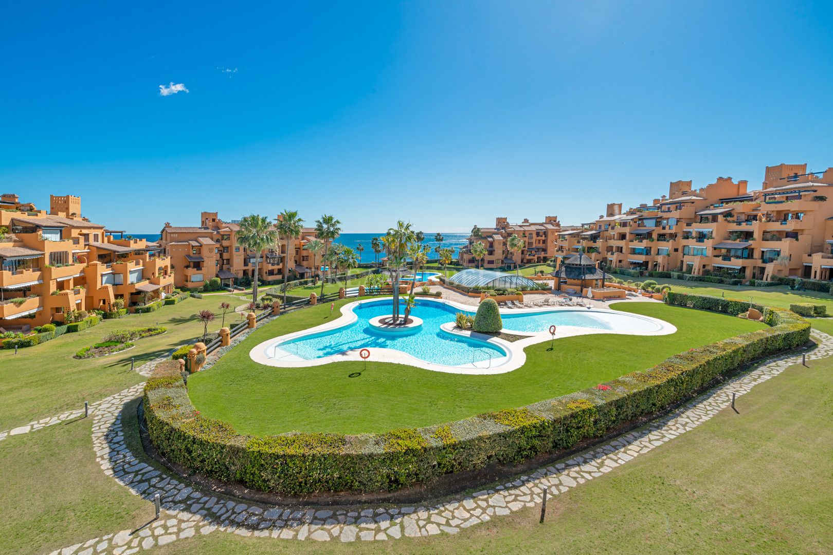 Jardín de Apartamento en venta en Estepona con Aire acondicionado, Terraza y Piscina