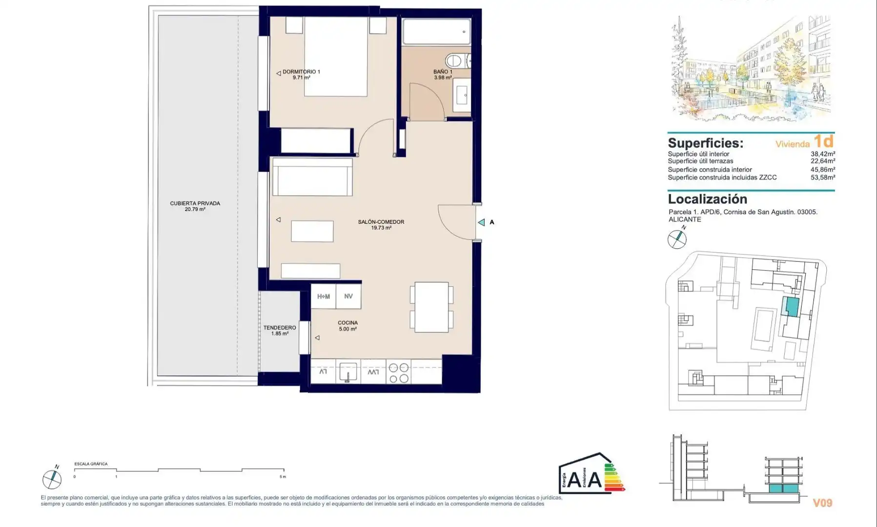 Apartamento en venta en Alicante / Alacant con Aire acondicionado, Calefacción y Jardín privado