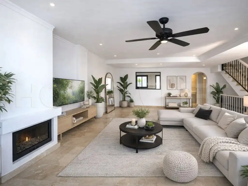 Sala de estar de Casa o chalet en venta en Manilva con Jardín privado, Terraza y Piscina