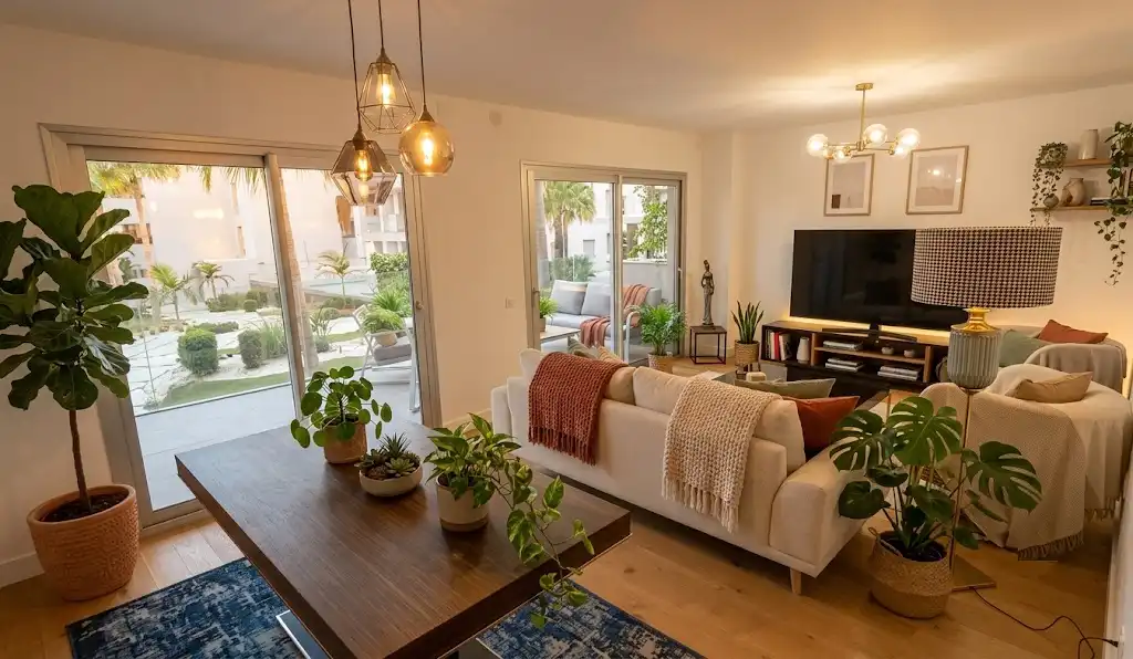 Sala de estar de Apartamento en venta en Mijas con Aire acondicionado, Calefacción y Parquet
