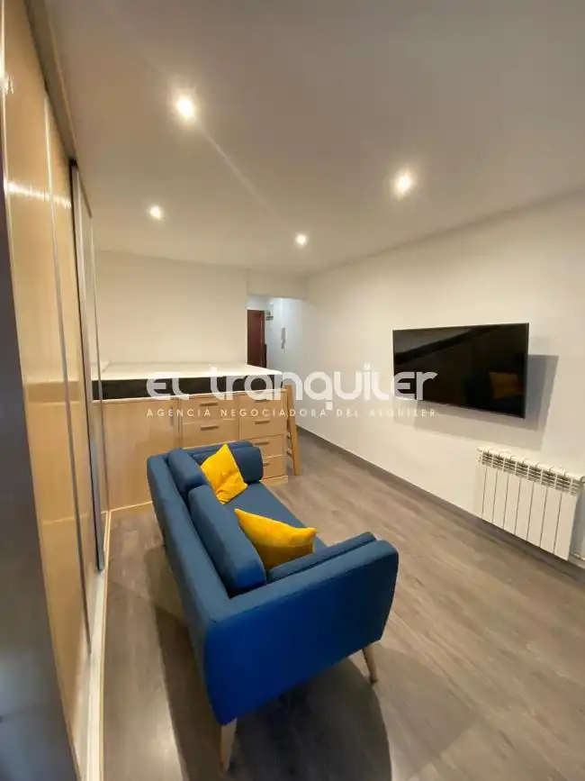 Sala d'estar de Estudi de lloguer en Madrid amb Moblat i Rentadora