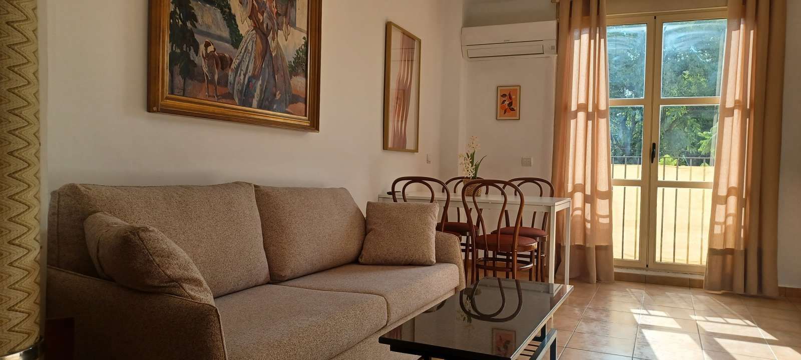 Living room of Study to share in  Valencia Capital  with Air Conditioner and Terrace