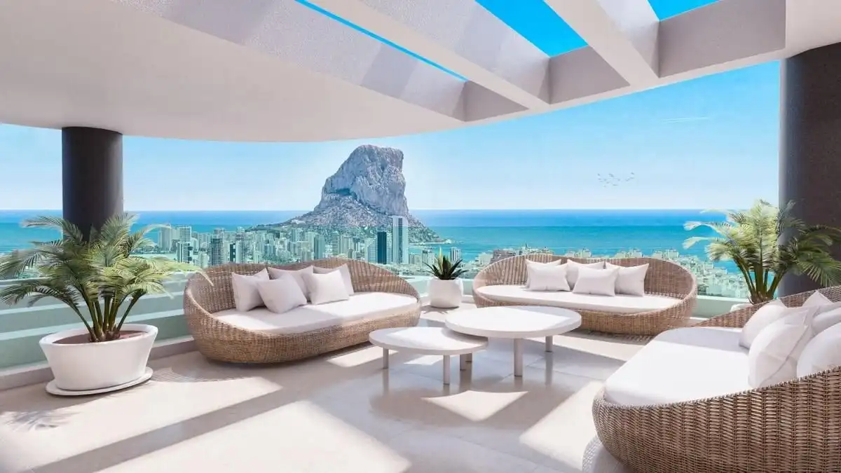 Terraza de Apartamento en venta en Calpe / Calp con Jacuzzi y Piscina comunitaria