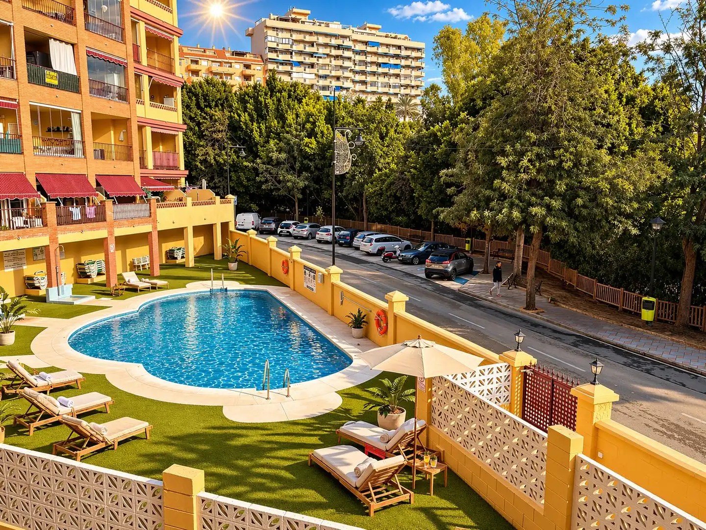 Piscina de Planta baja en venta en Fuengirola con Aire acondicionado, Parquet y Terraza