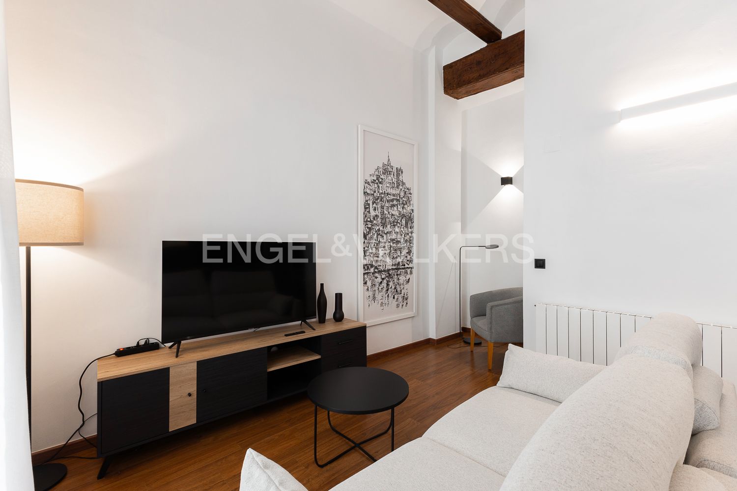 Sala d'estar de Dúplex de lloguer en  Valencia Capital amb Aire condicionat, Calefacció i Parquet
