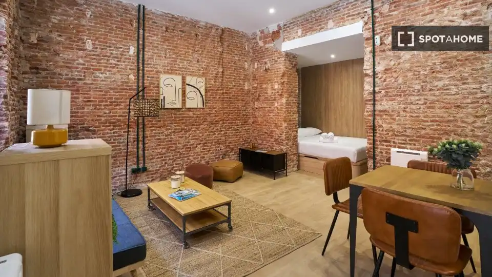 Sala d'estar de Estudi per a compartir en Madrid amb Aire condicionat, Calefacció i Terrassa